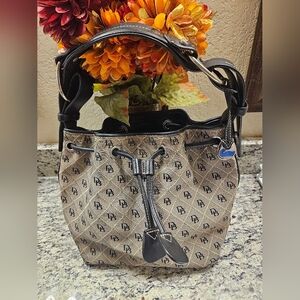 Dooney & Bourke Black and Tan Monogram Shoulder Bag